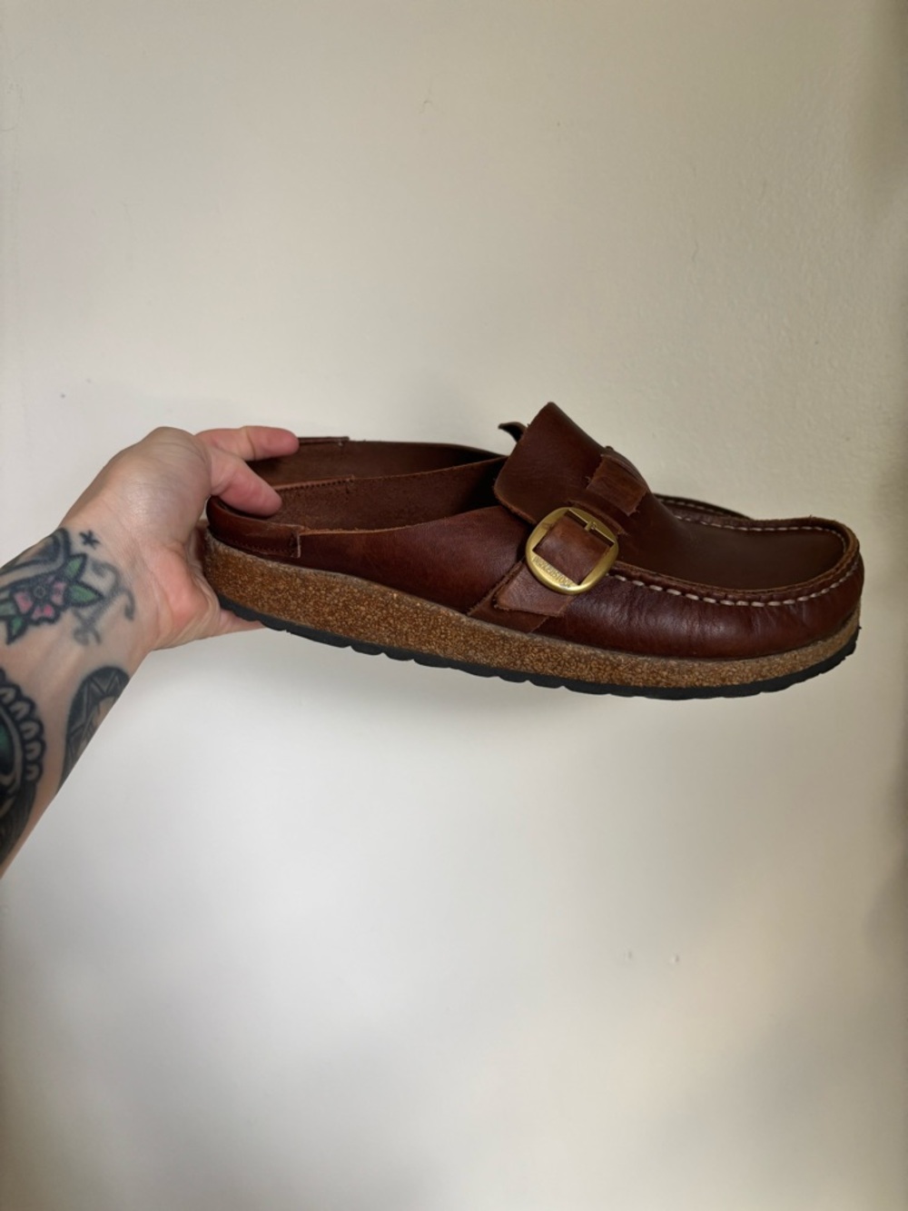 Birkenstock Buckley Oiled Leather Clogs In Cognac - Picture 9 of 12